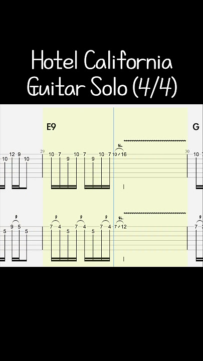 Eagles-Hotel California Guitar Solo Tab (4/4) #shorts #eagles #hotelcalifornia #guitarsolo #tab