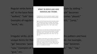 what is regular and irregular verbs.#verbs