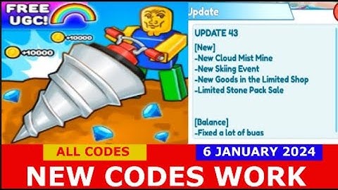 *NEW UPDATE CODES* [CLOUD MIST MINE] Clicker Mining Simulator ROBLOX | ALL CODES | JANUARY 6, 2024