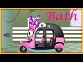 Mega Auto Rickshaw Family Having a Bath|  Finger Family nursery rhymes collection for kids