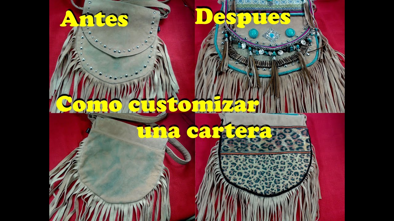 Como customiza, reciclar una cartera/estilo boho - YouTube