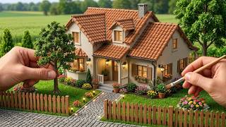 Building a Miniature Modern House From Scratch 🏡Tiny Brick Construction Timelapse | Satisfying Build