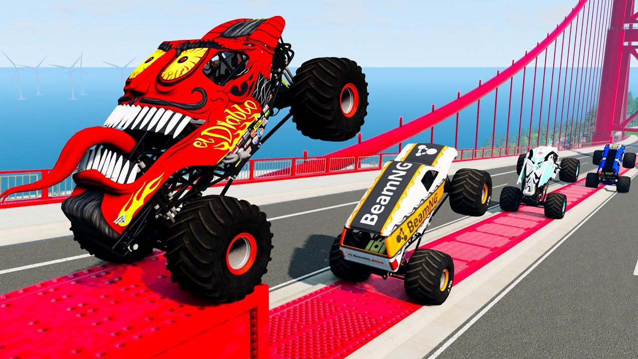 MONSTER TRUCK CRAZY JUMPS/CRASH 