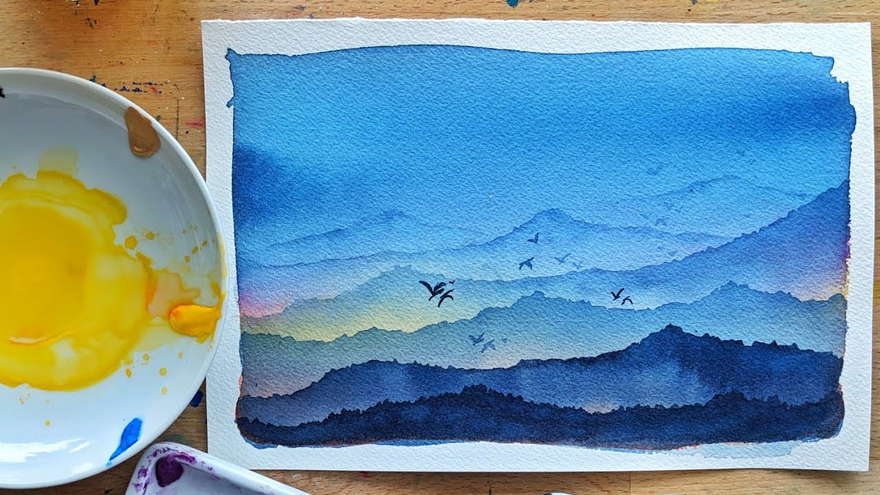 Paint this relaxing mountain scene in watercolor (perfect for beginners  too!) – The Frugal Crafter Blog