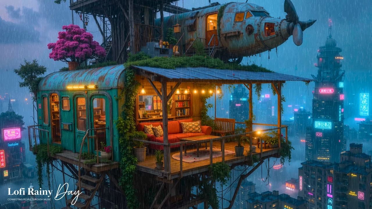 Ambient Lo-fi Sounds overlooking neon skyscrapers ~ Lofi Hip Hop - Lofi Music for Study, Relax #4