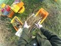 Making small waste wood into bundles for kindling Making small waste wood into bundles for kindling