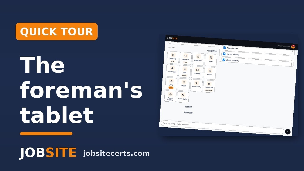 Run the Job from the Field — Jobsite Foreman Tablet Quick Tour