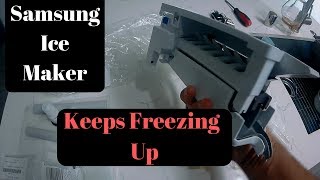 Why does my Samsung ice maker keep freezing over/ frosting up?