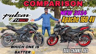 2024 Bajaj Pulsar N160 Vs Tvs Apache Rtr 160 4v Dual Channel Abs Comparison | Full Detail Comparison