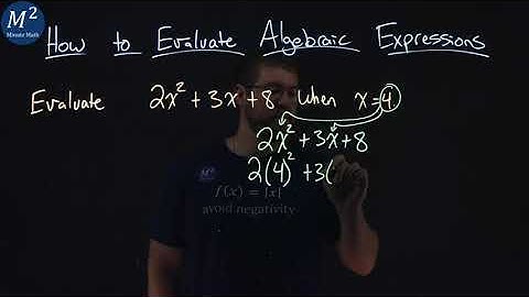 How to Evaluate Algebraic Expressions | Evaluate 2x^2+3x+8 when x=4 | Part 6 of 6 | Minute Math