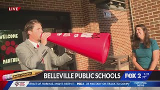 Welcoming students back to school with a megaphone