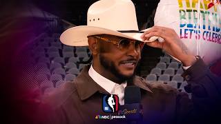 NBA Showtime surprises Carmelo Anthony for his birthday on set | NBA on NBC