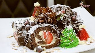木头蛋糕? 圣诞瑞士蛋糕卷食谱How to Make Yule Log Cake| Bûche de Noël | Christmas Swiss Roll Cake recipe