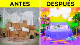 DESAFÍO DE RENOVACIÓN DE HABITACIÓN || Manualidades de decoración barato vs caro por 123 GO! TRENDS