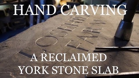 HAND CARVING reclaimed York slab for a house sign - stone letter carving - stone lettering