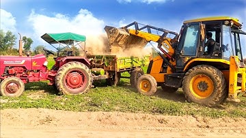 Jcb 3dx Backhoe Machine Loading Red Mud In Mahindra 475 Di Tractor For Making Pond | Jcp Video | Jcb