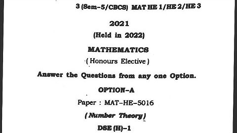 Bsc 5th Semester mathematics question paper 2022/ Number Theory/MAT-HE-5016/gu question paper 2022