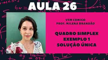 Quadro Simplex - Exemplo 1 - Problema de Programação Linear que possui uma única solução ótima