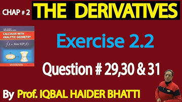 Ch# 2| Derivatives | Exercise 2.2 Q29, 30 & 31| Calculus by SM Yusuf Lec 30| in Hindi