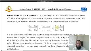 Strassen's Matrix Multiplication - Example - Analysis