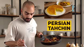 How to make Persian Tahchin and a beautiful salad by navab, طرز تهیه ته‌چین و سالاد به همراه نواب