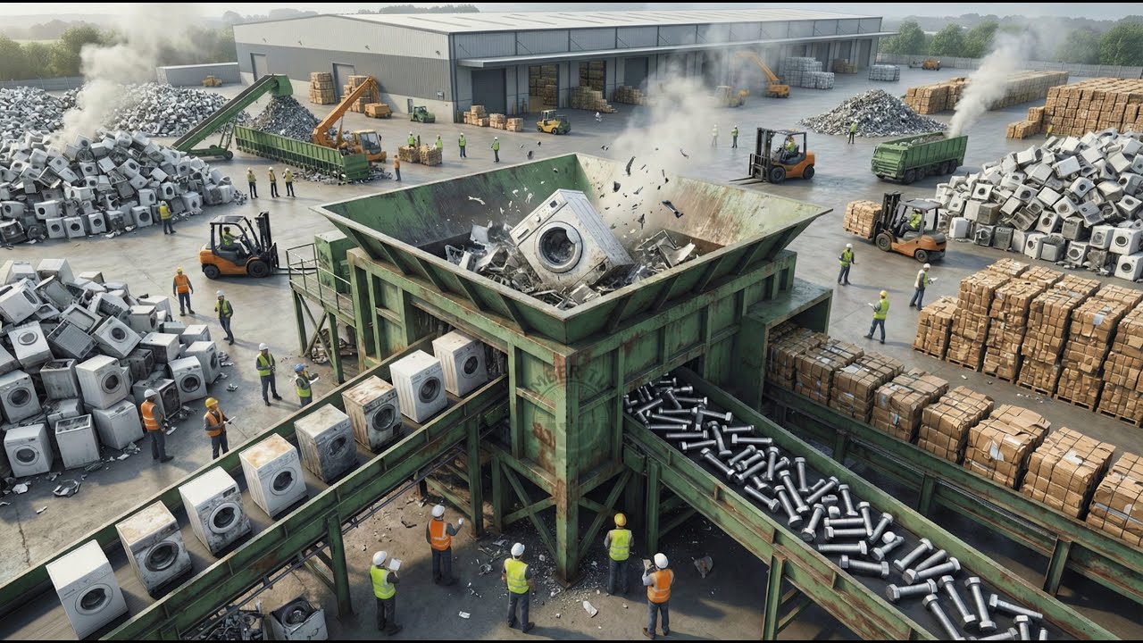 Inside the Recycling Factory – How Bliions of Steel Bolts Are Made From Old Washing Machines #24