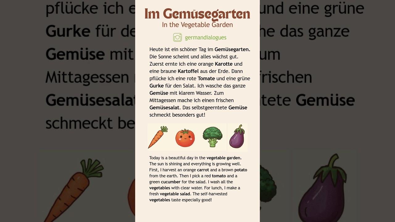 🇩🇪 Learn German | Gemüse im Garten 🥕🍅 | Fun Story & Vocabulary