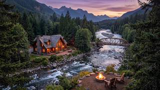 A Peaceful Summer Porch by the river 🌿🔥 Soft Birdsong and warm Firelight