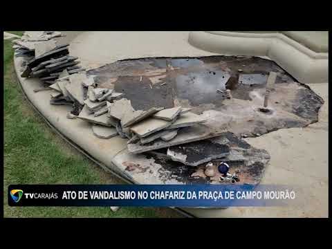 Ato de vandalismo no chafariz da praça de Campo Mourão