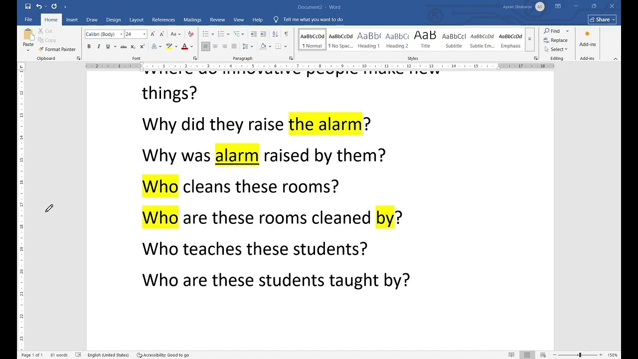 The question form of the passive voice