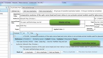 Duplicate checking  in EPPI-Reviewer 4: Part 1