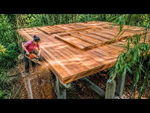 Solo Woman Builds a Wooden House in the Forest | 120 Days from Start to Finish