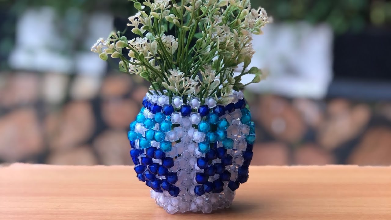 Simple way to make a Mini Flower Pot using beads: The Cutest DIY