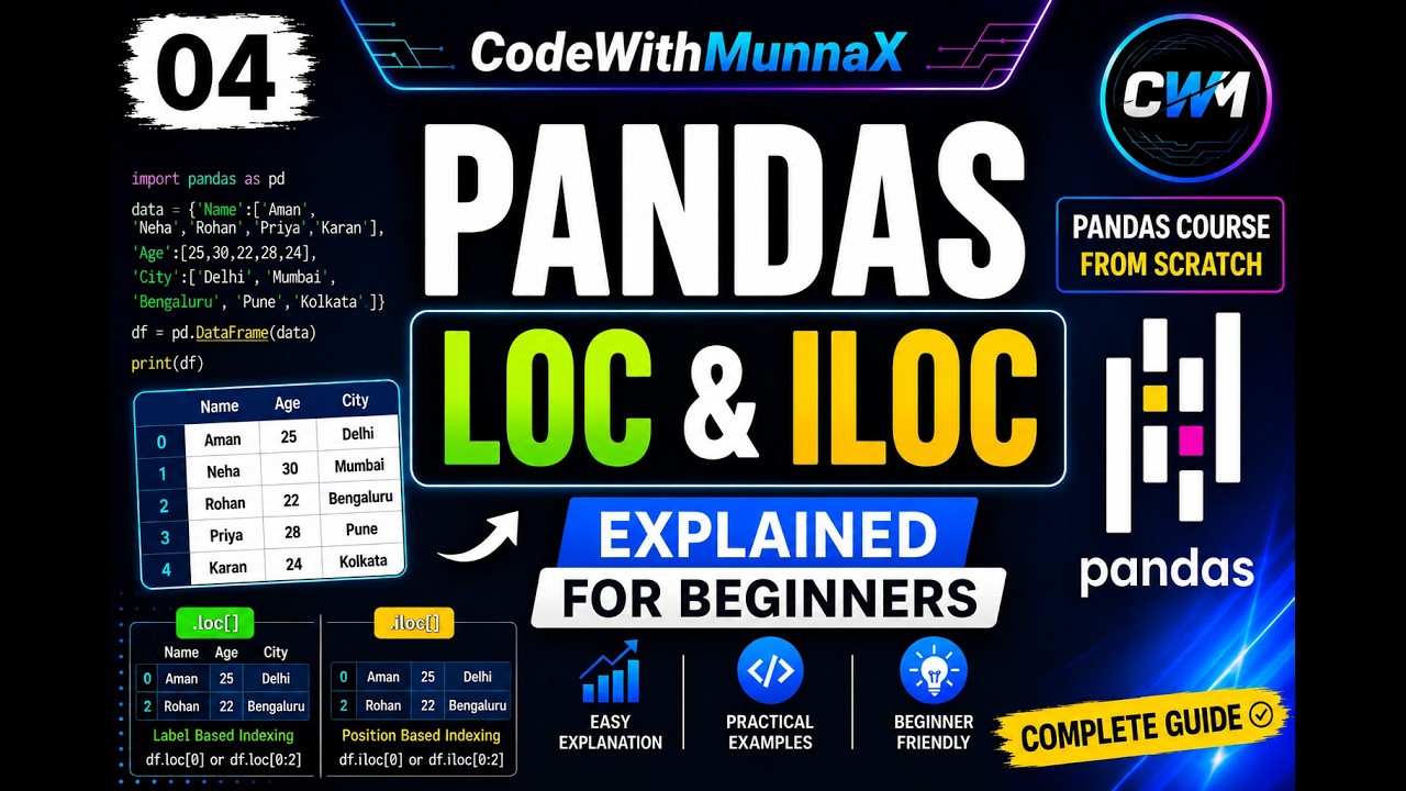 04. Pandas Tutorial  | loc vs iloc Explained with Practical Examples | Python Pandas Course