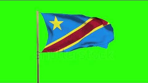 Democratic Republic of the Congo flag waving in the wind. Green screen, alpha matte. Loopable