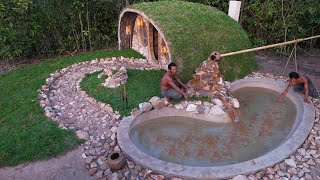 How Complete Fish Pond Hobbit Roof Grass House