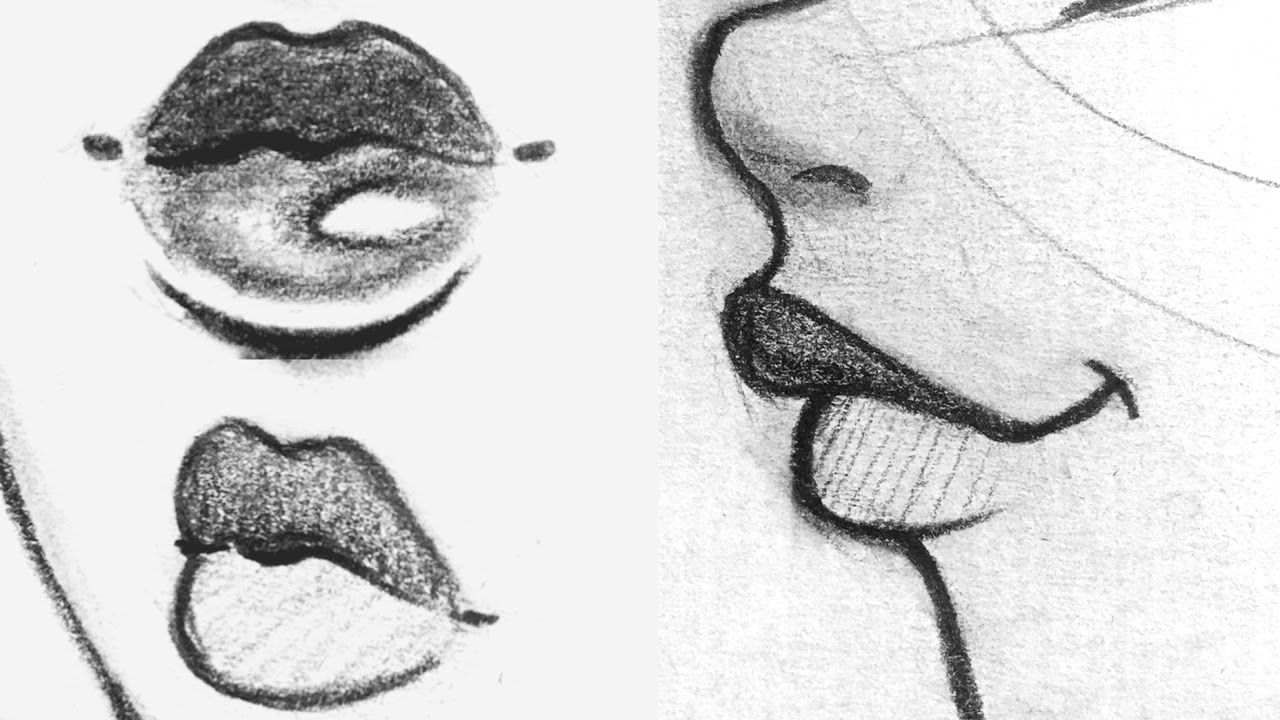  How to Draw Lips Front Side 3 4 View YouTube