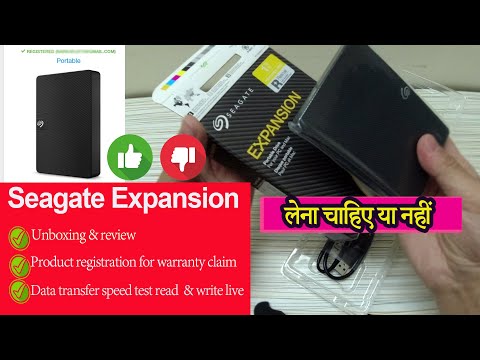 Seagate Expansion hard drive [HDD] unboxing Product registration ?live data transfer speed test 2022