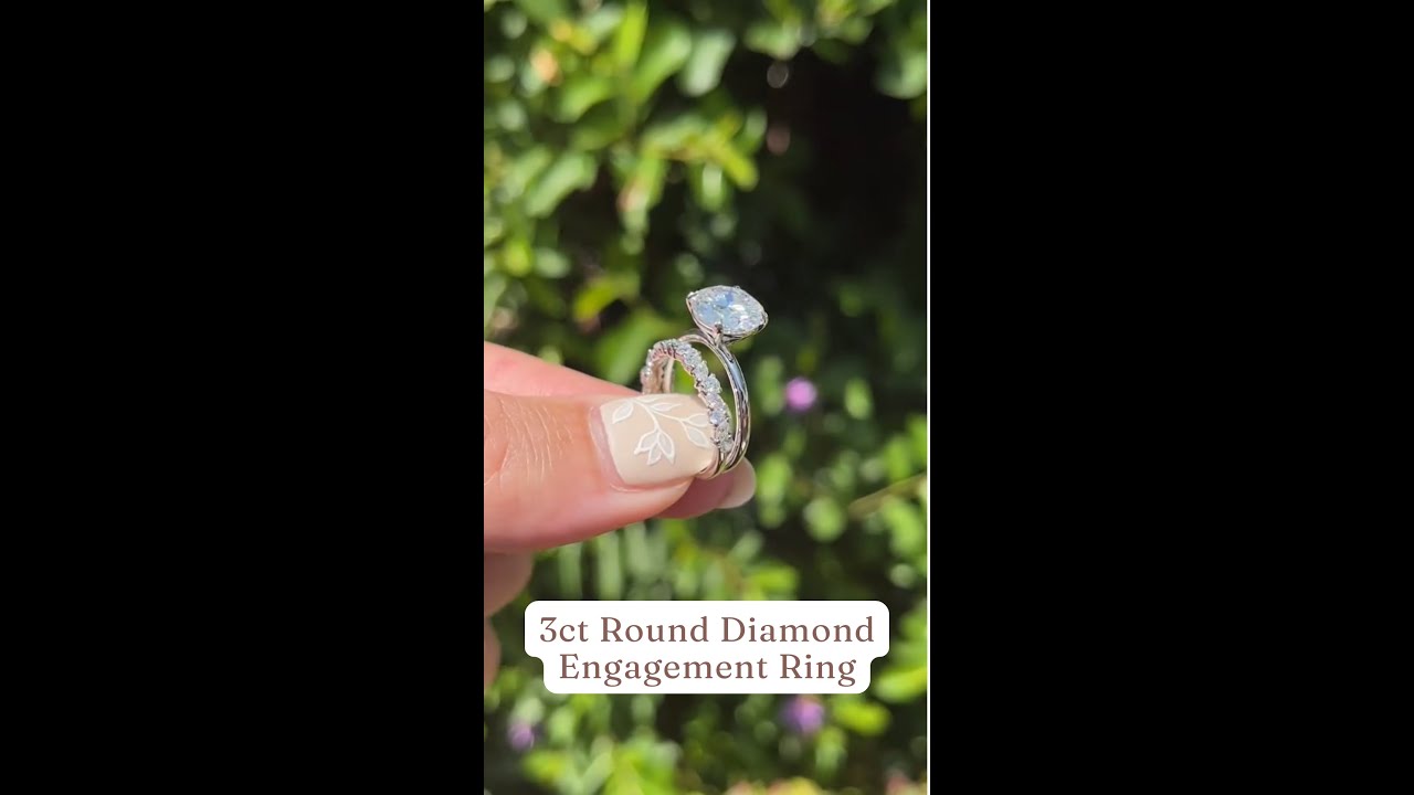 3 carat Round Diamond Engagement Ring | Diamond Band Ring | 