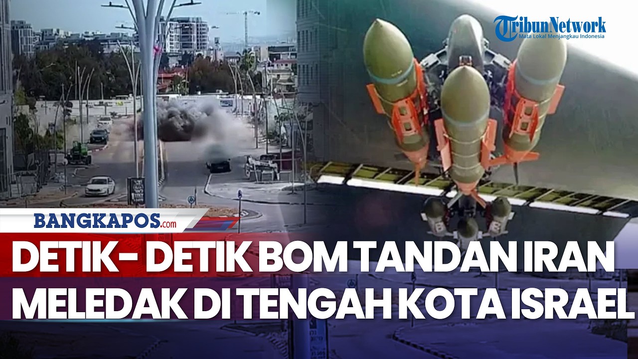 Detik- detik Bom Tandan Iran Meledak di Tengah Kota Israel