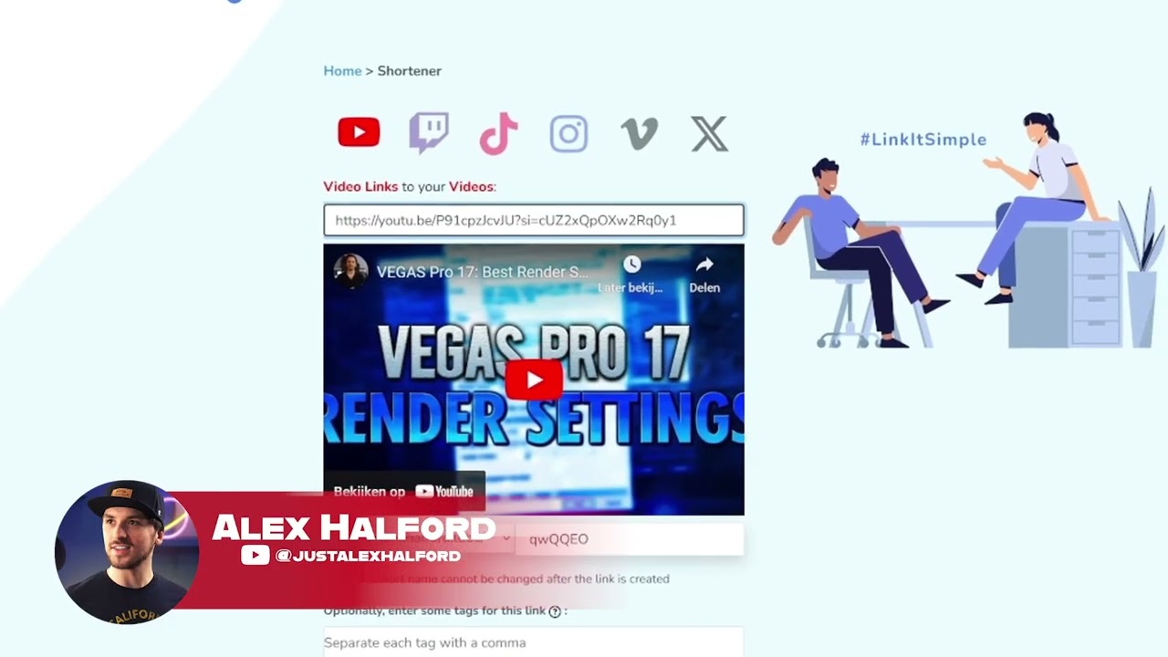 How to costumize a video link in Links tube