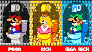Toilet Prank: Mario, Luigi and Peach Challenge Poor To Rich, Giga Rich Toilet! | Game Animation