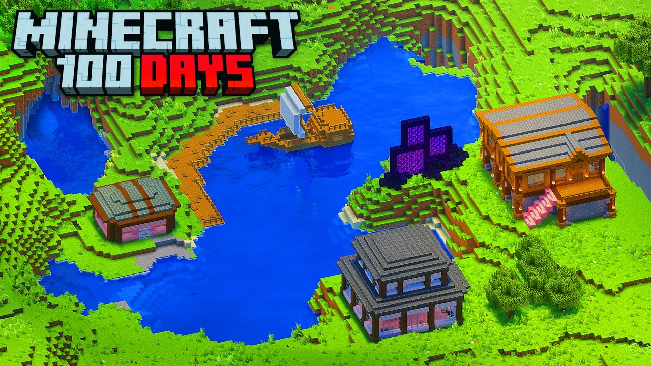 I Spent 100 Days on a LAKE in Minecraft Hardcore