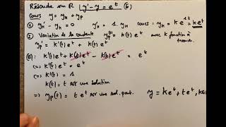 L1 Analyse : équation différentielle linéaire ordre 1, méthode de variation de la constante exemple