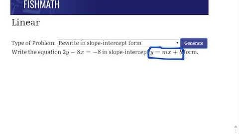 Rewrite Linear Equation in Slope-Intercept Form - FishMath.com