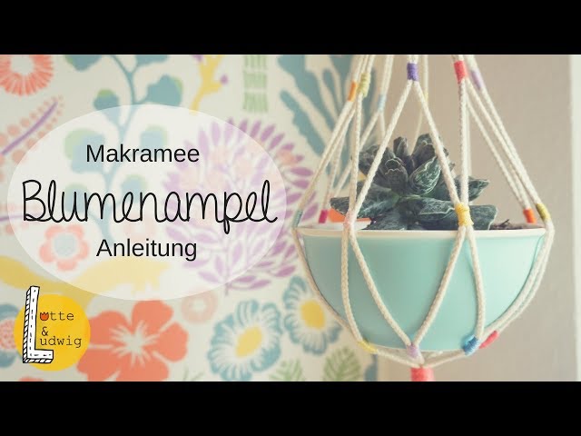 DIY Makrame-Blumenampel mit bunten Wollwicklungen