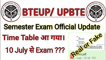 Bteup Even Semester Exam Time Table/ Real or Fake Latest Update