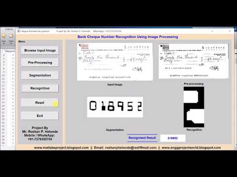 Bank Cheque Number Recognition using Matlab Project Source Code