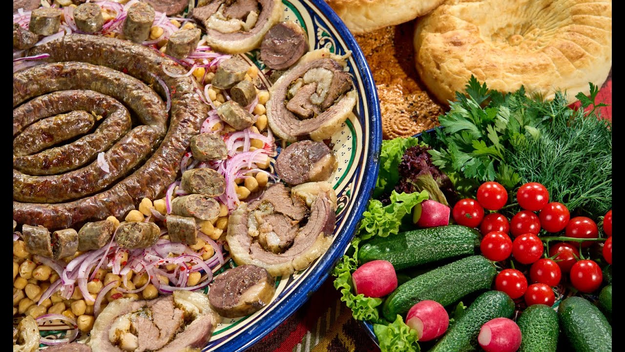 Узбекская мясная тарелка для свадьбы - YouTube