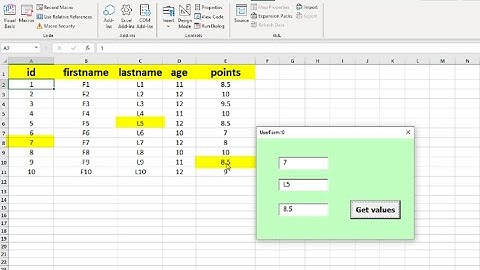 VBA - User Form: How to get values cells  -Excel vba code